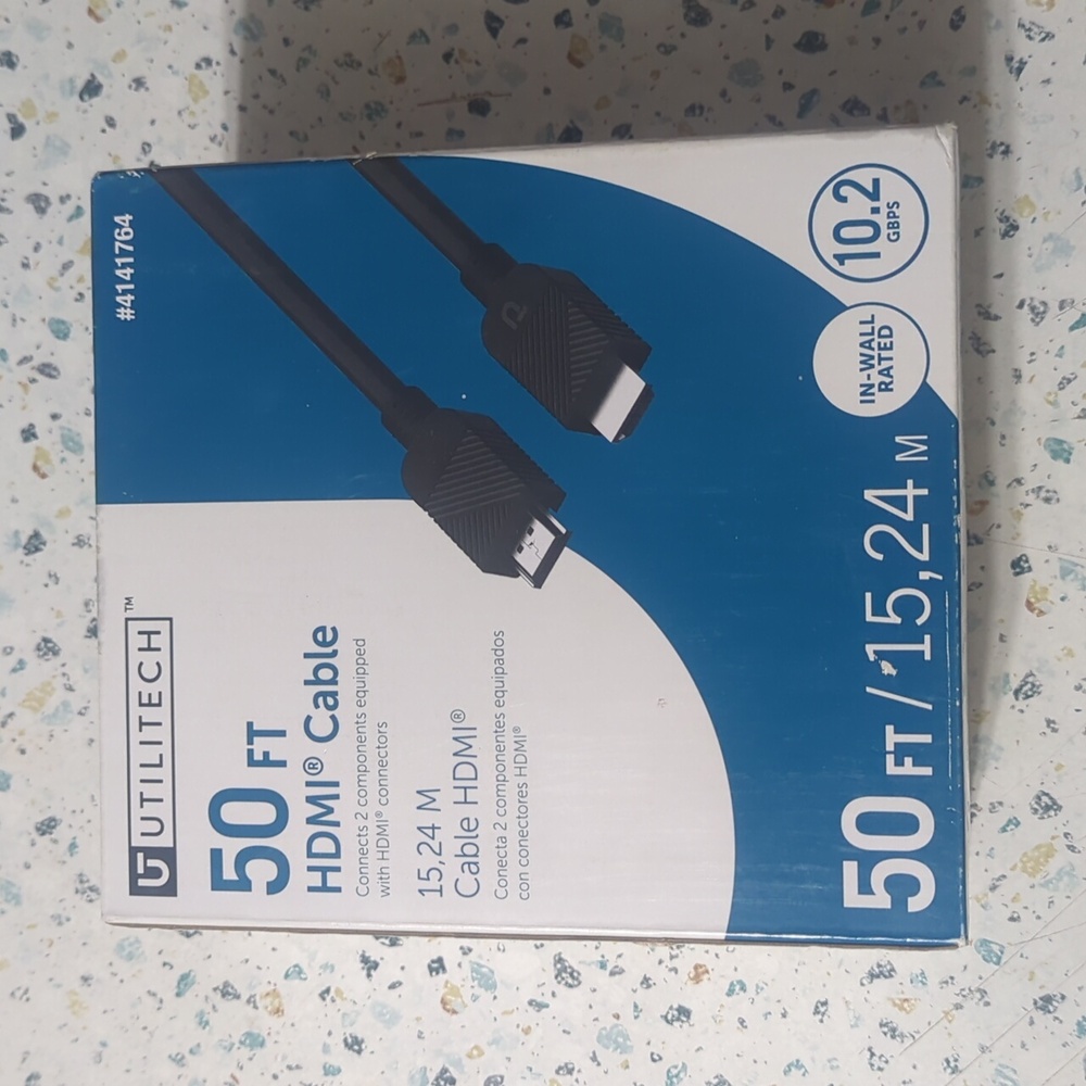 Utilitech Brand New Sealed 50ft HDMI Cable 10.2 GBPS In Wall Rated